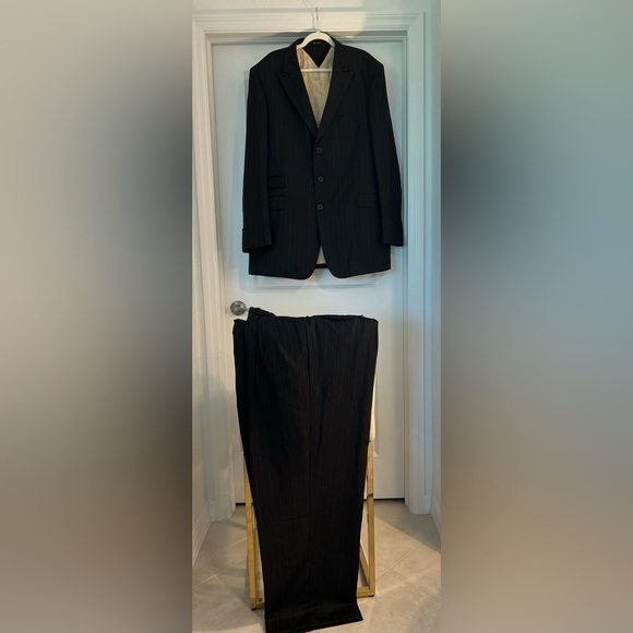 Tiglio 2pc Suit Super Merino’s Extrafine 150's SAMBUCA dual blue/gray Pinstripe - Picture 6 of 10